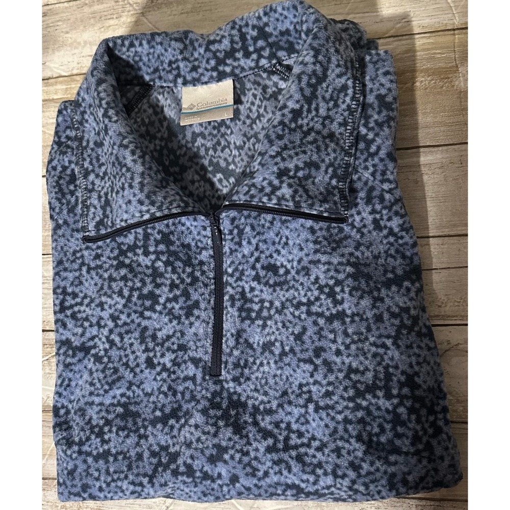 Columbia Women's Fleece Quarter Zip Pullover Sweater Abstract Print Blue Size L‎